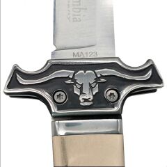 Columbia Katlanır Çakı Krem Rengi Sap Geniş Boynuz Boğa Gravür İşlemeli