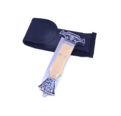 Columbia Katlanır Çakı Krem Rengi Sap Geniş Boynuz Boğa Gravür İşlemeli