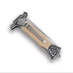 Columbia Katlanır Çakı Krem Rengi Sap Geniş Boynuz Boğa Gravür İşlemeli