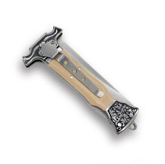 Columbia Katlanır Çakı Krem Rengi Sap Geniş Boynuz Boğa Gravür İşlemeli