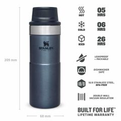 İnce Gövde Classic Trigger-Action Travel Mug 0,35 Litre(12 Oz) - Stanley Klasik Tek El Termos Bardak - Nightfall