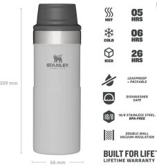 İnce Gövde Classic Trigger-Action Travel Mug 0,35 Litre(12 Oz) - Stanley Klasik Tek El Termos Bardak - Ash