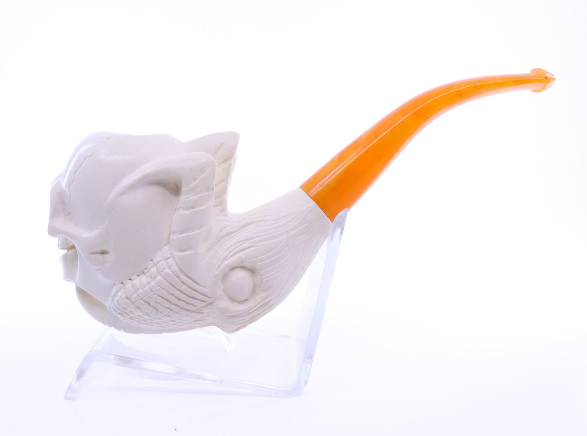 Lületaşı Pipo Doğal Lületaşı El Yapımı Özel Kutulu - Kartal Pençesinde İskelet İşlemeli