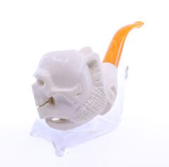 Lületaşı Pipo Doğal Lületaşı El Yapımı Özel Kutulu - Kartal Pençesinde İskelet İşlemeli