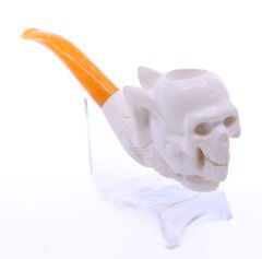 Lületaşı Pipo Doğal Lületaşı El Yapımı Özel Kutulu - Kartal Pençesinde İskelet İşlemeli