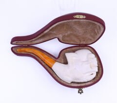 Lületaşı Pipo Doğal Lületaşı El Yapımı Özel Kutulu - Kartal Pençesinde İskelet İşlemeli