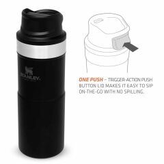 İnce Gövde Classic Trigger-Action Travel Mug 0,35 Litre(12 Oz) - Stanley Klasik Tek El Termos Bardak - Matte Pebble Black