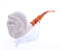 Lületaşı Pipo Doğal Lületaşı El Yapımı Özel Kutulu - Satyr İşlemeli