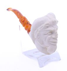 Lületaşı Pipo Doğal Lületaşı El Yapımı Özel Kutulu - Satyr İşlemeli