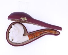 Lületaşı Pipo Doğal Lületaşı El Yapımı Özel Kutulu - Satyr İşlemeli