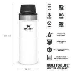 İnce Gövde Classic Trigger-Action Travel Mug 0,35 Litre(12 Oz) - Stanley Klasik Tek El Termos Bardak - Polar