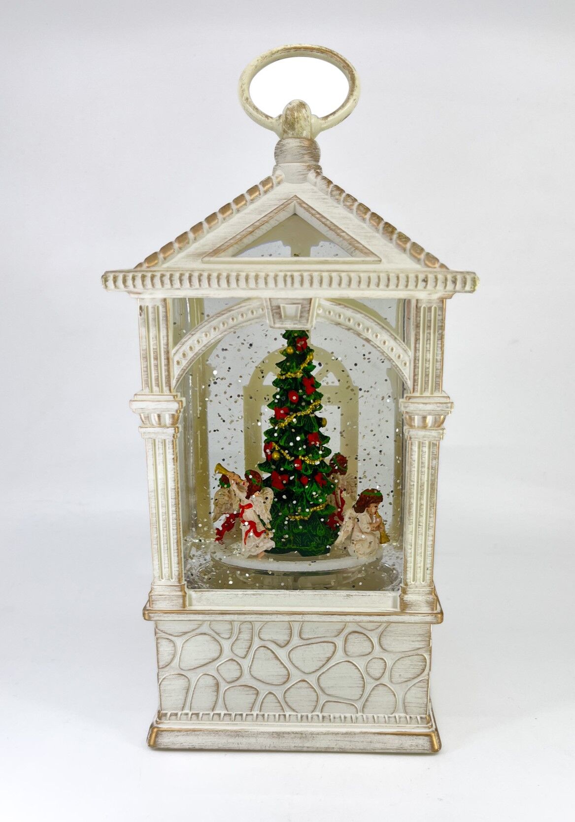 Müzik Çalan Melekler Işıklı ve Müzikli Kar Küresi - Beyaz