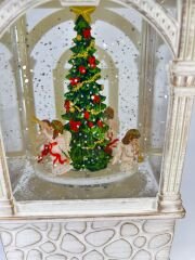 Müzik Çalan Melekler Işıklı ve Müzikli Kar Küresi - Beyaz