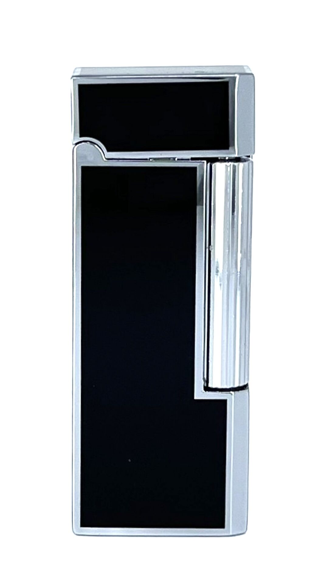 Zenit Krom Rengi Köşeli Soft Flame Çakmak - Siyah