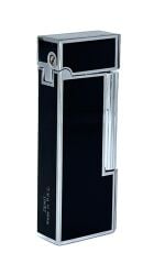 Zenit Krom Rengi Köşeli Soft Flame Çakmak - Siyah