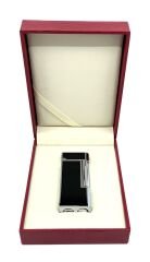 Zenit Krom Rengi Köşeli Soft Flame Çakmak - Siyah