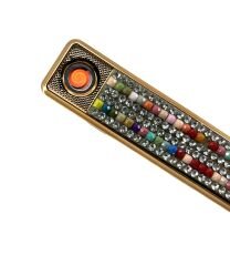 Suni Elmas Süslü Şarj Edilebilir Elektronik Usb Çakmak Model 1