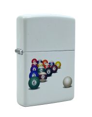 Zippo 8 Ball White Matte Dizayn Çakmak