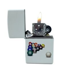 Zippo 8 Ball White Matte Dizayn Çakmak