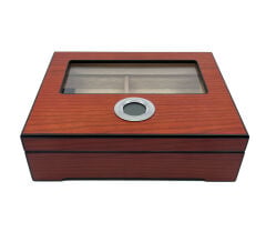 Parmida Ahşap Puro Kutusu (Humidor) - Dijital Göstergeli Tasarım (Koyu Ceviz)