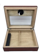 Parmida Ahşap Puro Kutusu (Humidor) - Dijital Göstergeli Tasarım (Koyu Ceviz)