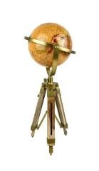 Premium Dekoratif Ayaklı Dünya Küresi - Ahşap/Gold Vintage Tasarım - 50 cm