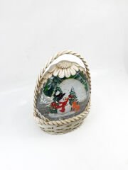 Işıklı ve Müzikli Kar Küresi - Hasır Sepet Tasarımlı