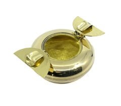 Gemi Çapası Figürlü Saf Pirinç Kapaklı Küllük 8,5 cm