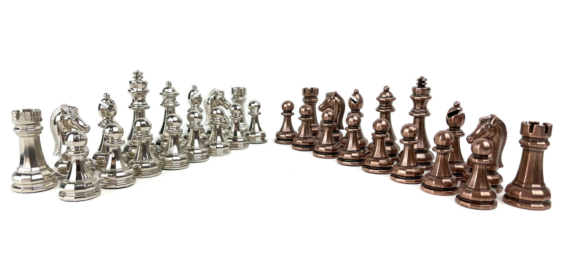 Büyük Boy Metal Zamak Satranç Taşı - Füme/Krom