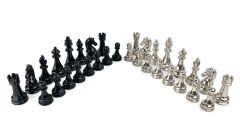 Büyük Boy Metal Zamak Satranç Taşı - Siyah/Krom