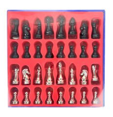 Büyük Boy Metal Zamak Satranç Taşı - Siyah/Krom