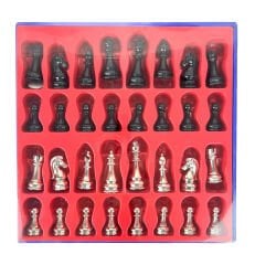 Büyük Boy Metal Zamak Satranç Taşı - Siyah/Krom