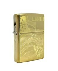 Zippo Amerikan Kartalı Ve Bayrak Dizayn High Polish Brass Dizayn Çakmak