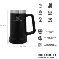 Stanley Adventure Vakumlu Kuplu Bardak 0,70 Lt - Matte Black Pebble
