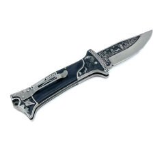 Boz Ayı ve Geyik Gravür İşleme Özel Kılıfıyla Avcı Çakı - Siyah