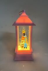 Romantik Kış Masalı Işıklı Kar Küresi - Sevgililer Pembe