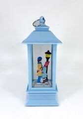 Romantik Kış Masalı Işıklı Kar Küresi - Sevgililer Mavi