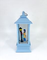 Romantik Kış Masalı Işıklı Kar Küresi - Sevgililer Mavi