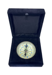 Nostaljik Pirinç Masaüstü Pusula - Özel Kadife Kutulu - Antik Görünümlü Koleksiyonluk