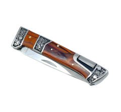 Gül Ağacı Kabzeli Çiçek İşlemeli Katlanabilir Çakı