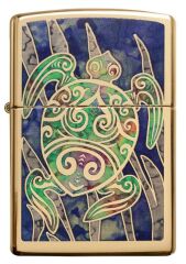 Zippo Fusion Turtle - Kaplumbağa High Polish Brass Dizayn Çakmak