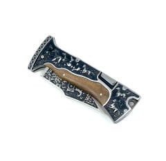 Amerikan Mustang Gravür İşleme Özel Kılıfıyla Avcı Çakı - Kahverengi