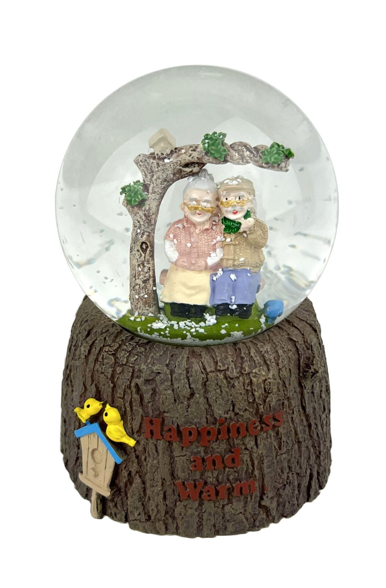 Happiness And Warm - Sevimli İhtiyar Çift Işıklı ve Müzikli Kar Küresi