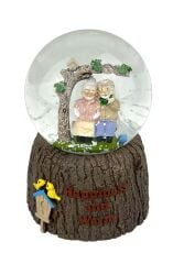 Happiness And Warm - Sevimli İhtiyar Çift Işıklı ve Müzikli Kar Küresi