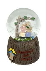 Happiness And Warm - Sevimli İhtiyar Çift Işıklı ve Müzikli Kar Küresi
