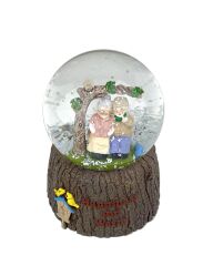 Happiness And Warm - Sevimli İhtiyar Çift Işıklı ve Müzikli Kar Küresi