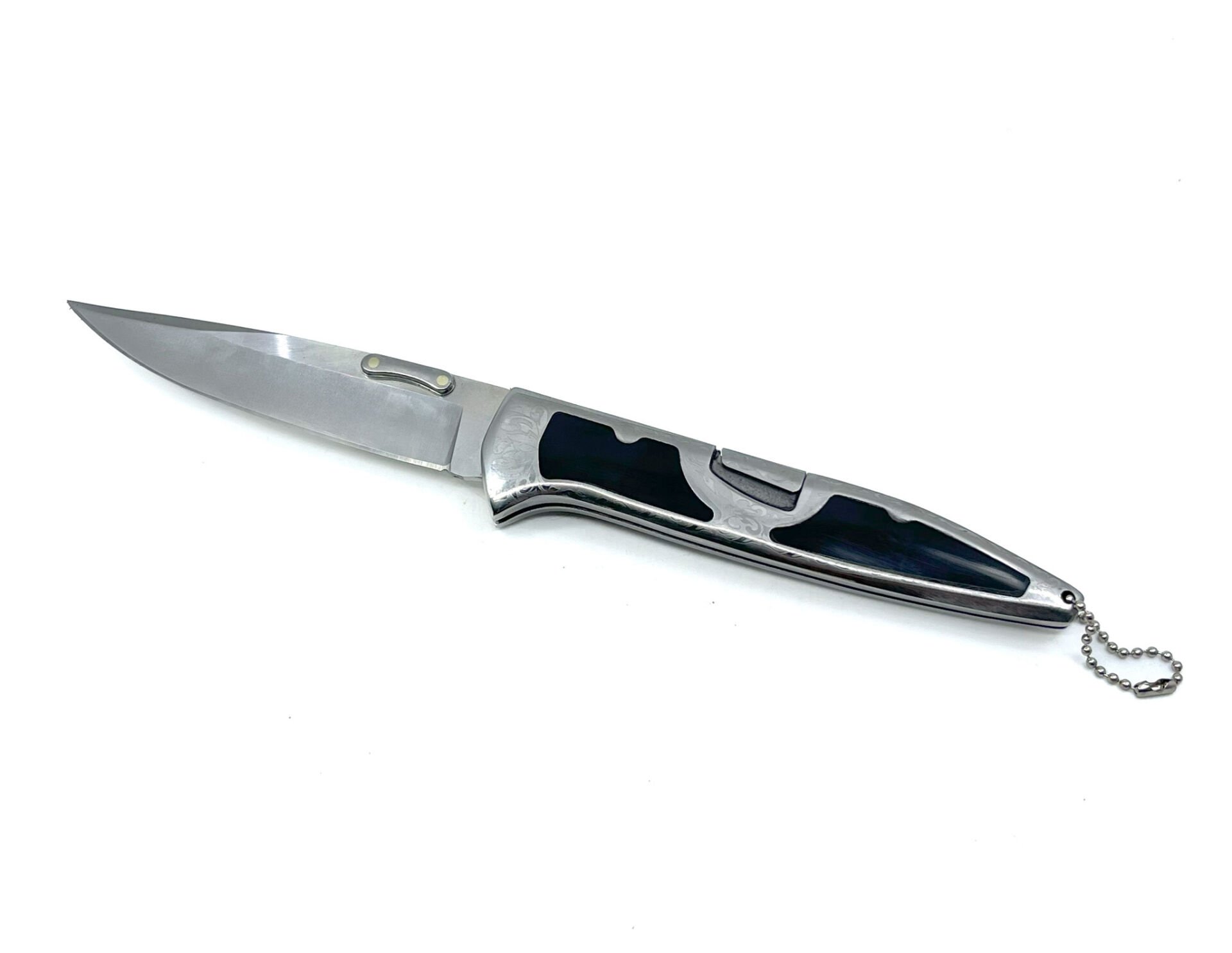 İşlemeli Krom-Siyah Saplı Katlanır Çakı