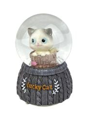 Lucky Cat - Şanslı Kedi Işıklı ve Müzikli Kar Küresi