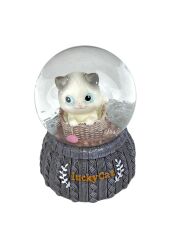 Lucky Cat - Şanslı Kedi Işıklı ve Müzikli Kar Küresi