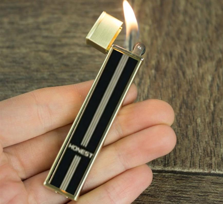 Slim Metal Çakmak - Taşlı Gazlı Siyah